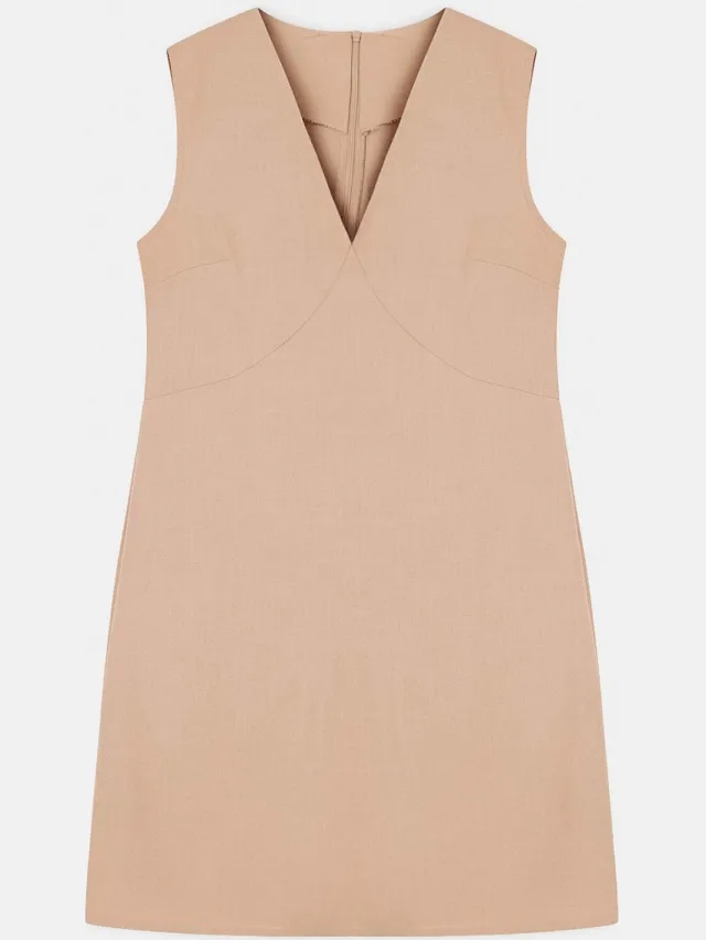 Trendyol TRENDYOLMİLLA Dames Beige Effen Kort / Mini Mouwloos Casual A-lijn Jurken Gebroken wit