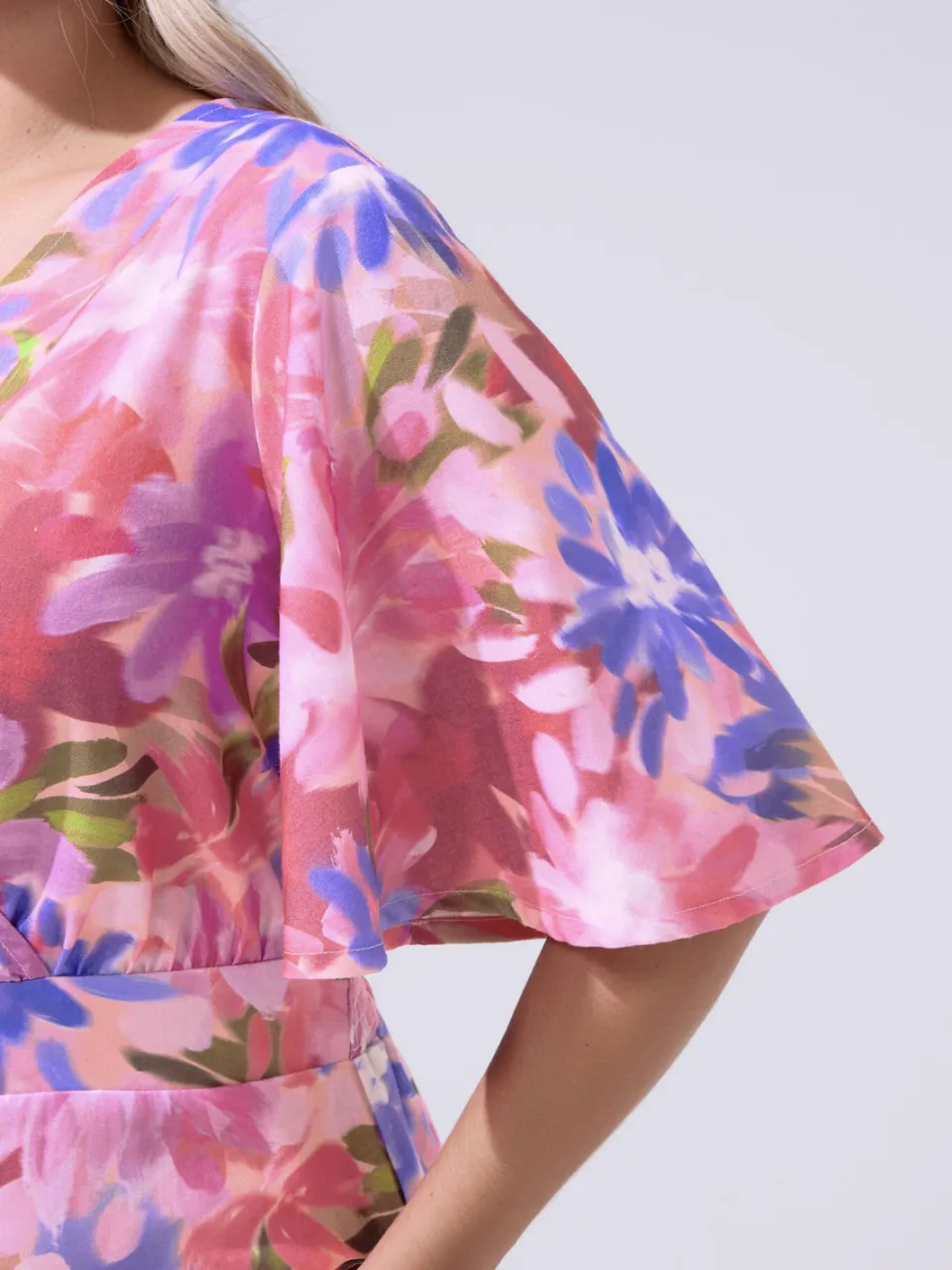Yours London Roze Wikkeljurk Met Bloemenprint En Linnen Look, foto 4