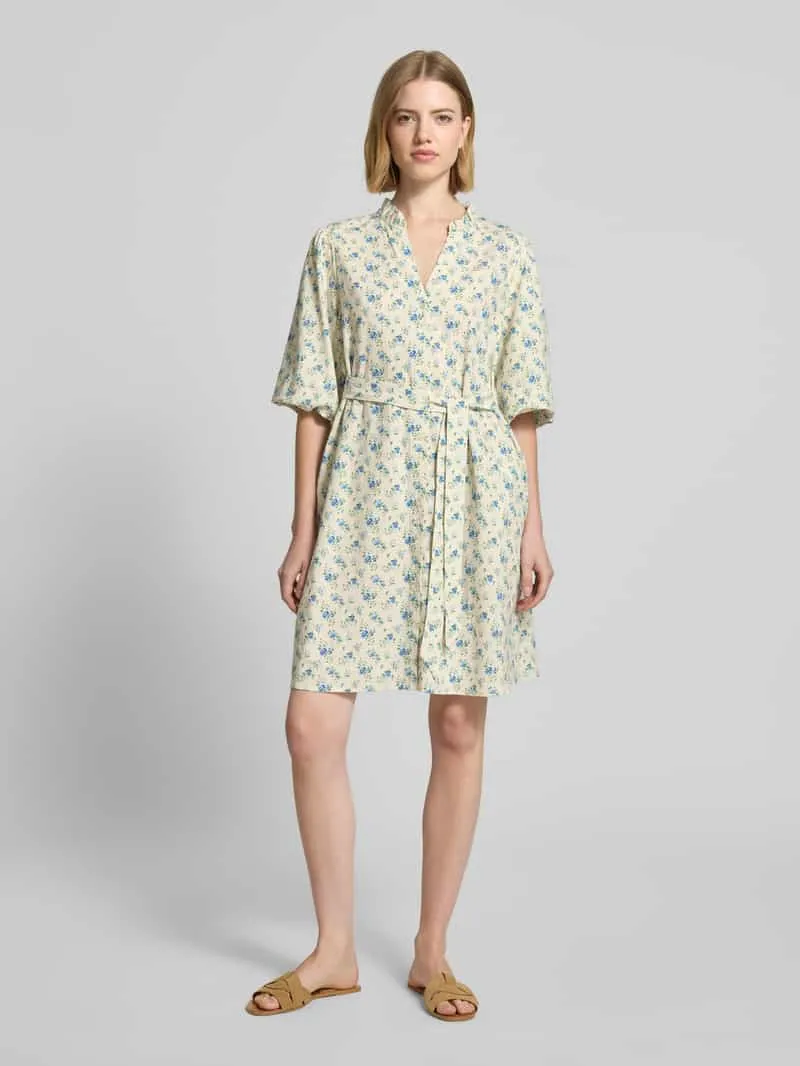 MSCH Copenhagen Knielange jurk van linnenmix model 'Solfried' Offwhite