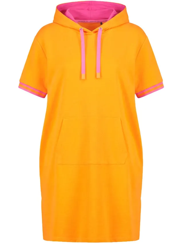 Laurasøn Dames - Strandsweatshirtjurk 1/2 mouw capuchon OEKO-TEX - Fel oranje - Maat 56+