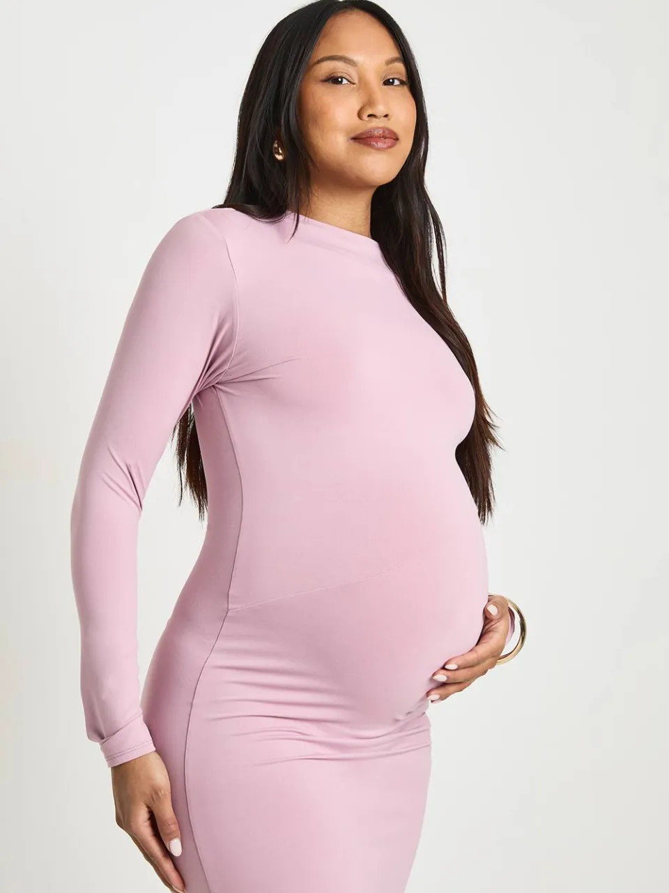 boohoo Dames Zwangerschaps Maxi Jurk Met Gerimpeld Detail Aan De Zijkant mauve, foto 4