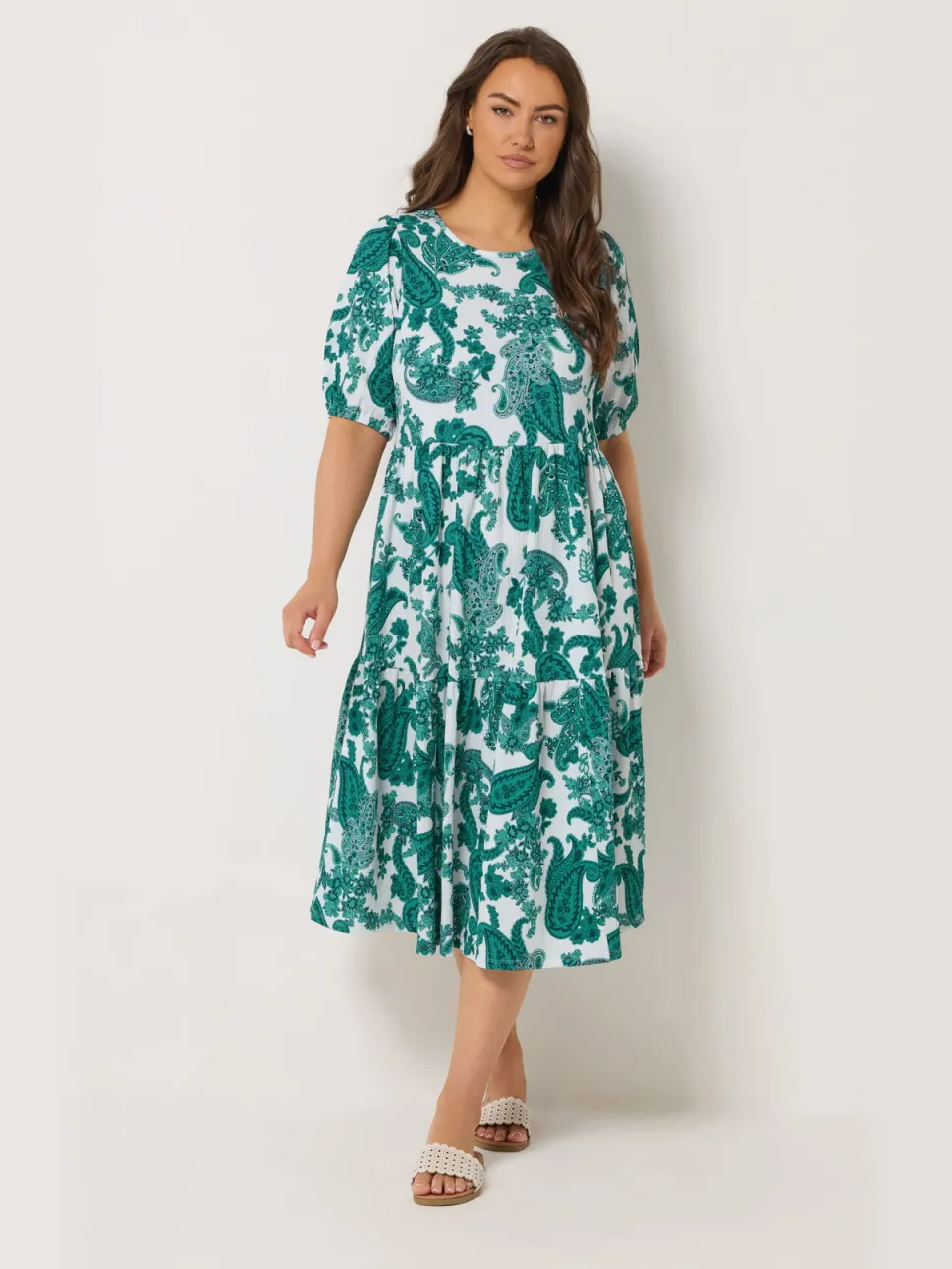 Yours Groene Gelaagde Midijurk Met Paisleyprint, foto 2