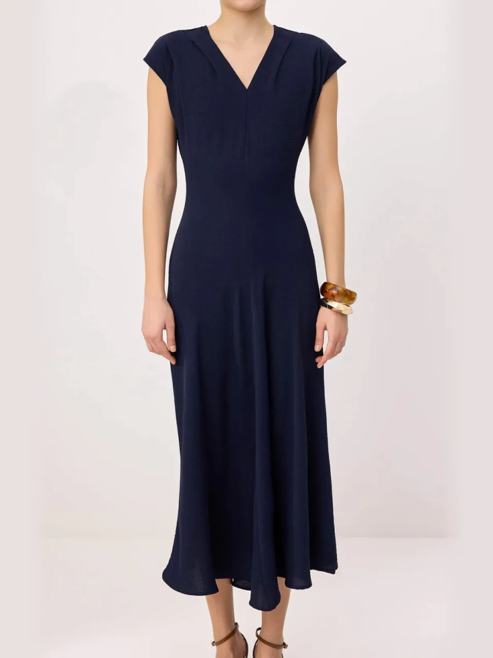 Trendyol TRENDYOLMİLLA Dames Donkerblauw Effen Midi Mouwloos A-lijn Jurken Marineblauw/Blauw