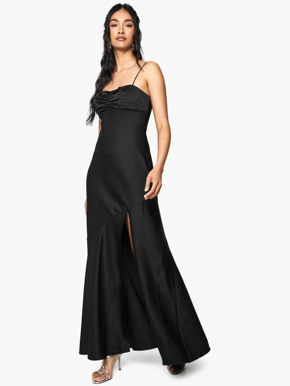 boohoo Dames Satijn Maxi Jurk zwart, foto 2