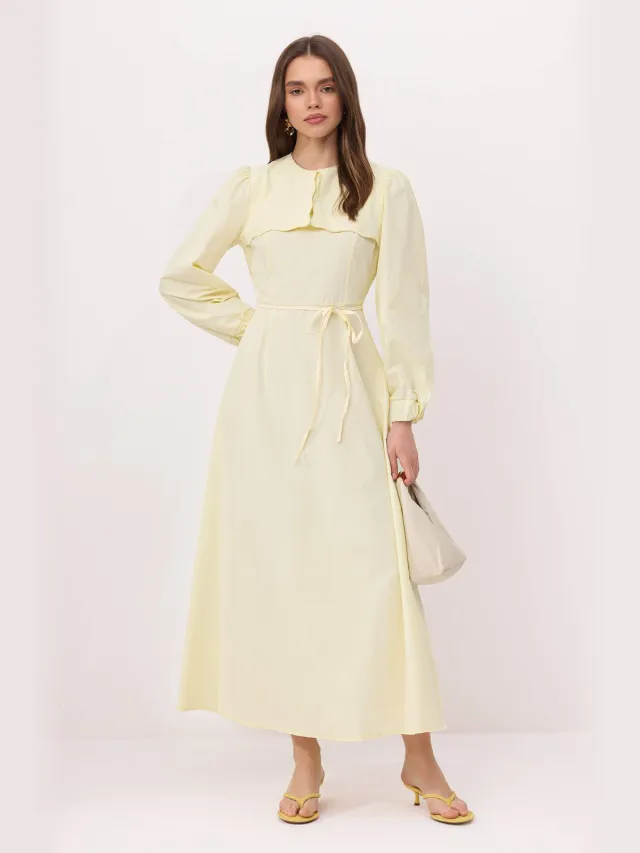 Trendyol Modest Dames Groen Effen Maxi Lang Skater Modest Jurken