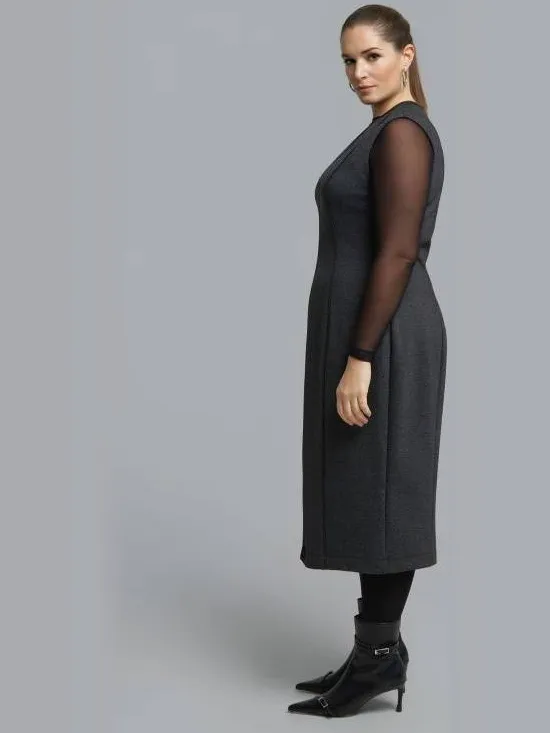 Mat Fashion Plus Size bodycon midi jurk - grijs, foto 3