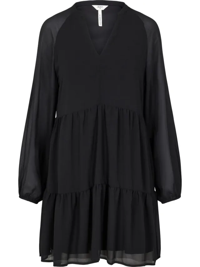 OBJECT COLLECTORS ITEM Object Objmila Gia L/s Dress Jurken Dames - Kleedje - Rok - Jurk - Zwart
