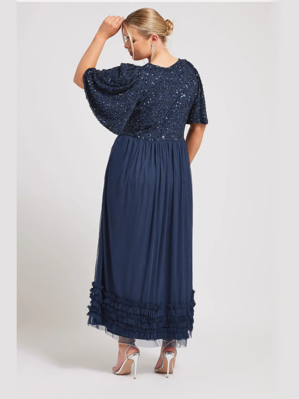 Luxe: Ultimate Embellishment Luxe Maxijurk Met Sweetheart Halslijn Met Versiering En Ruchezoom In Donkerblauwsize 42 blauw, foto 2