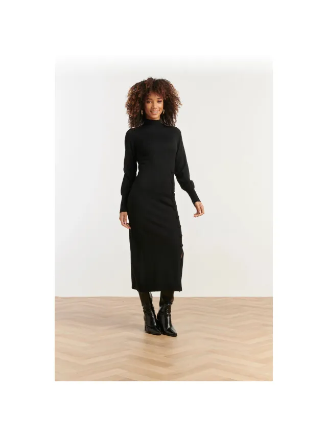 Smashed Lemon Damesgebreide jurk met lurex Zwart