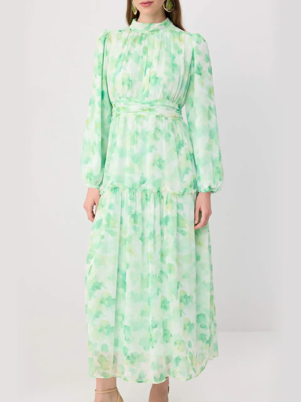 Trendyol Modest Dames Groen Bloemen Maxi Lang Casual Skater Modest Jurken, foto 2
