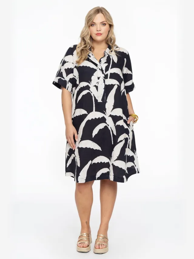 Yoek Jurk met kraag PALM TREE | Blauw