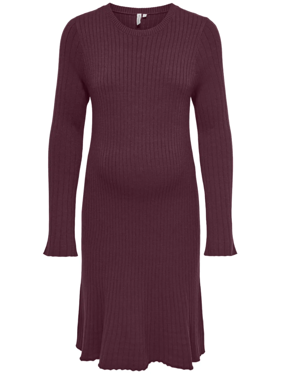 Only MATERNITY gebreide midi jurk ronde hals donkerpaars