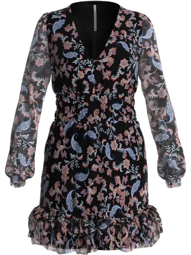 Guess LS Brigida Flare Dress Dames Jurk - Multicolor New Planet Paisley