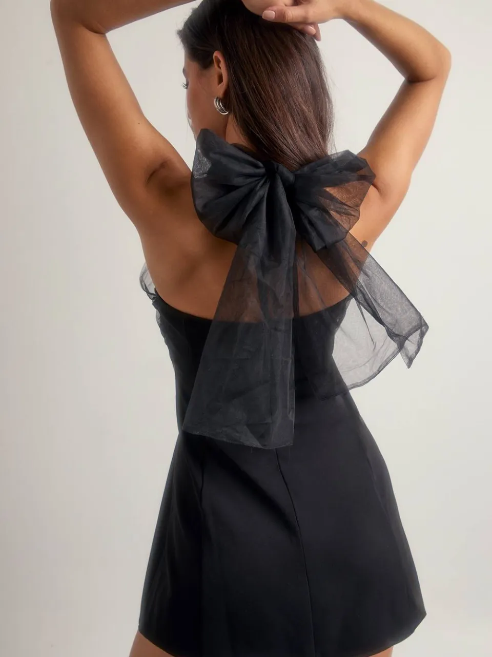 boohoo Dames Tulle Halternek mini-jurk zwart, foto 4