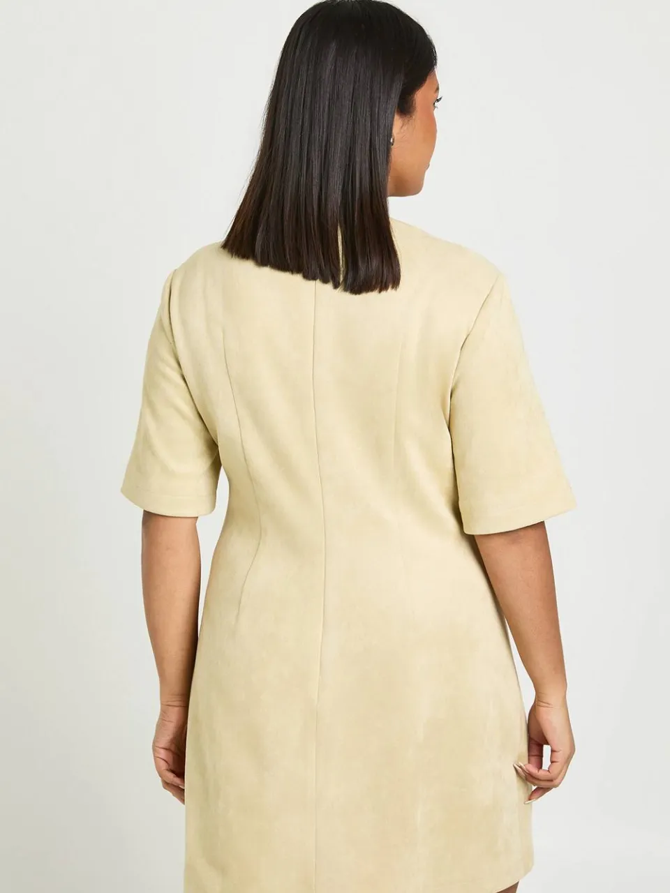 boohoo Dames Plus Suede Boxy T-shirt Jurk boter, foto 2