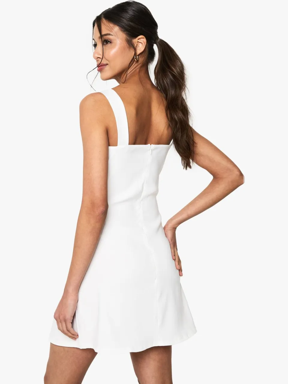 boohoo Dames Bengaline Milkmaid Mini Jurk wit, foto 3