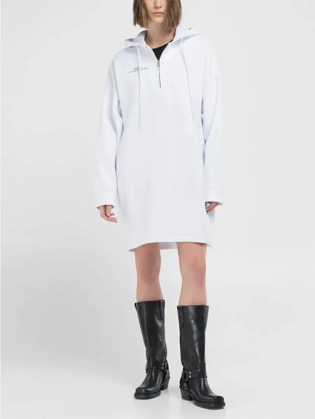 Replay W9118.000.23040p Midi-jurk Met Lange Mouwen Wit XS Vrouw White