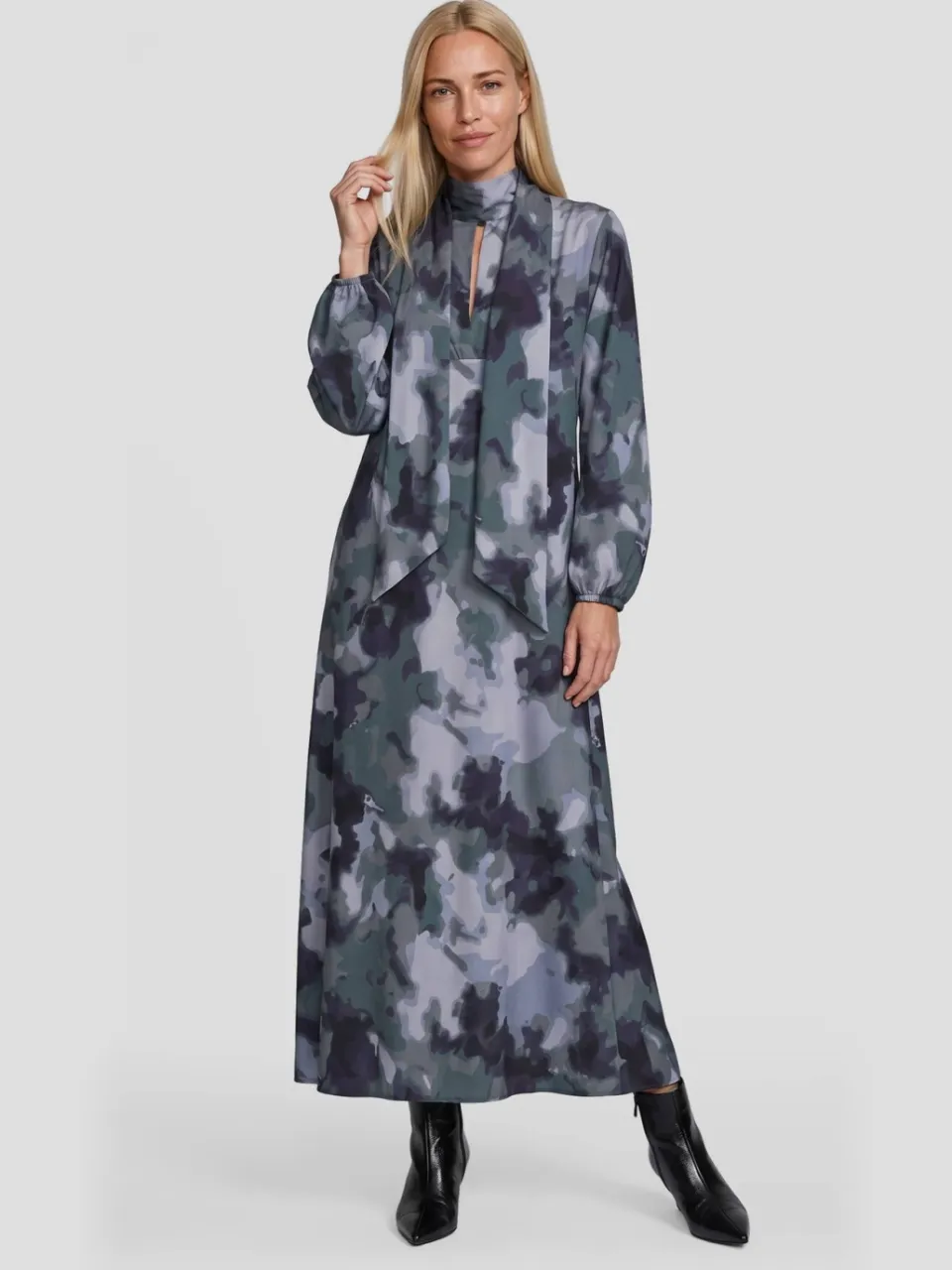 Ruby maxi jurk met sjaaldetail all-over print multi, foto 3