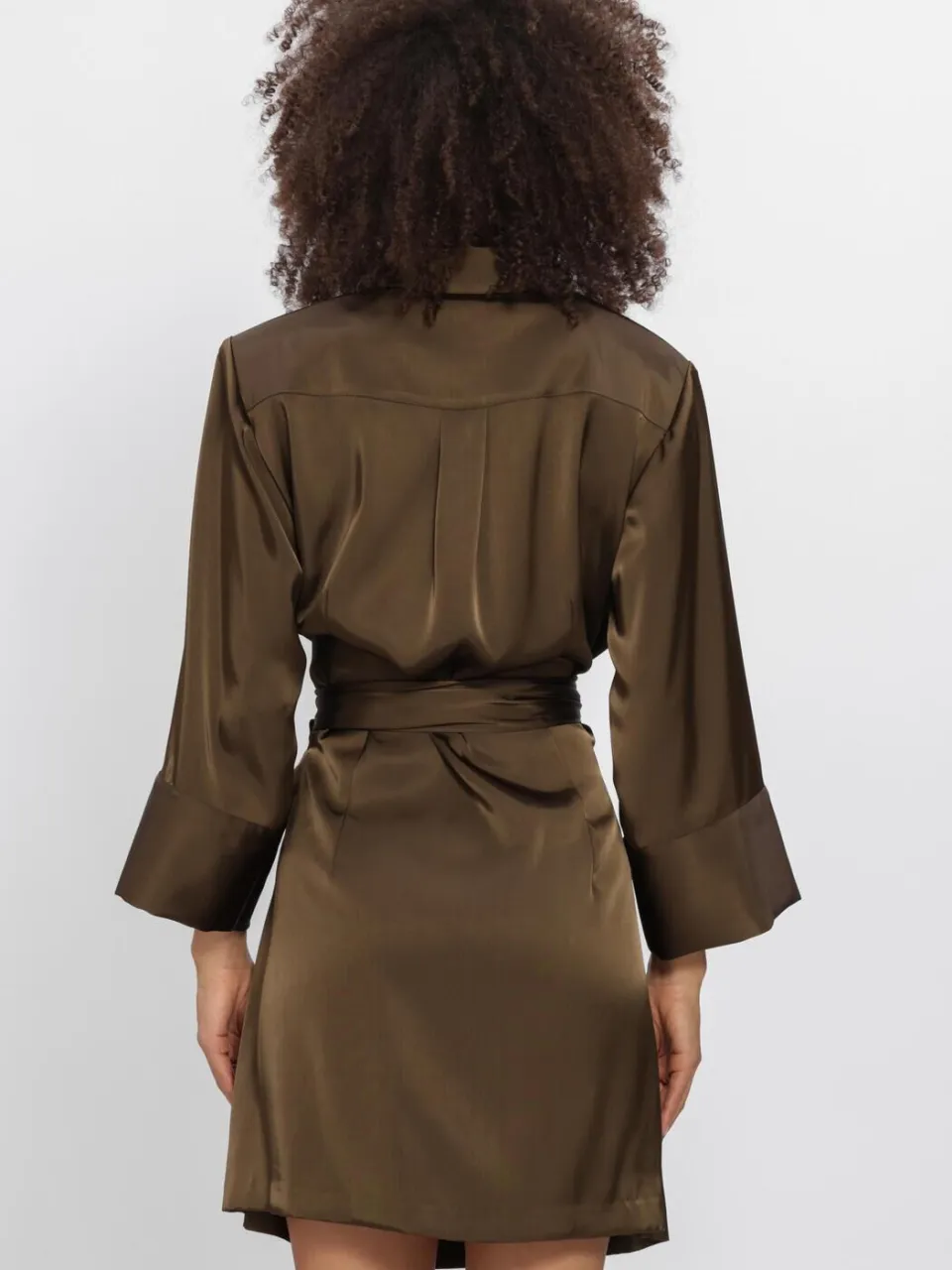 DANTE6 Dames Jurken Noanne Satin-wrap Dress - Donkergroen, foto 3