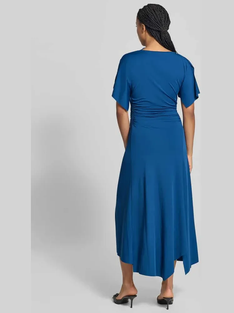 Victoria Beckham Avondjurk met drapering model 'CAPSLEEVEDRESS' blauw, foto 2