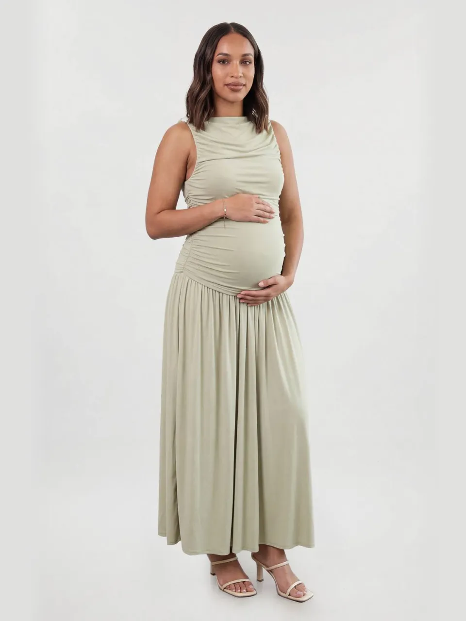 boohoo Dames Zwangerschaps Geplooide Maxi Jurk verstandig, foto 2