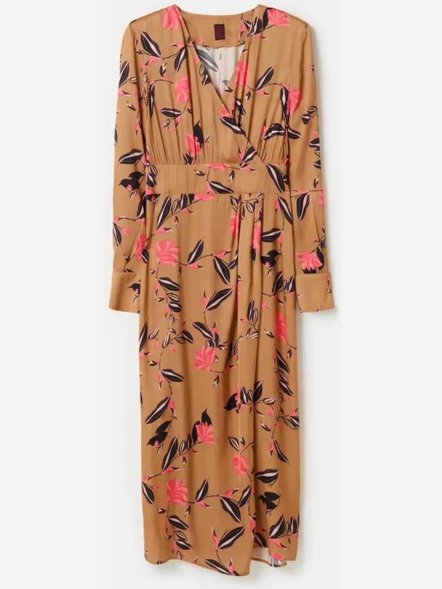 Stefanel Lange Satin Kleid Dama Stefanel Floral flower print