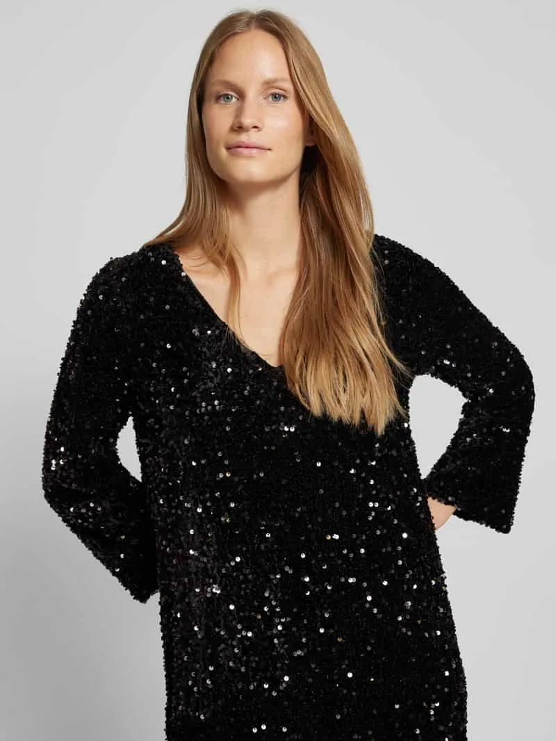 Vila Mini-jurk met pailletten, model 'FAITH' zwart, foto 5
