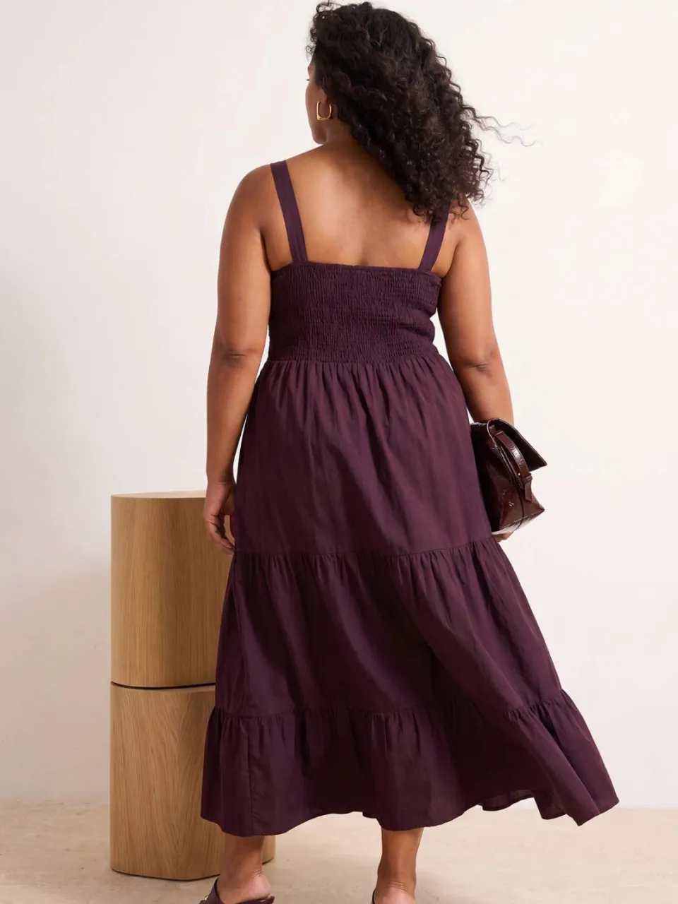 Trendyol Curve Dames Bordeaux Effen Midi Mouwloos Avond / Dagelijks Skater Grote maten Jurk, foto 2