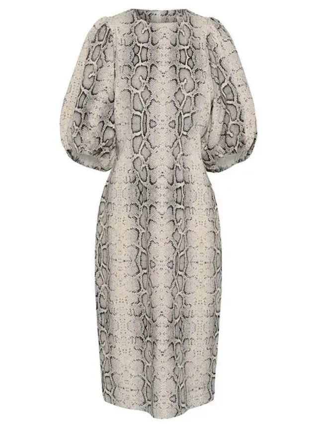 SOAKED IN LUXURY Dames midi-jurk Soaked in Luxury Sandja grey snake print
