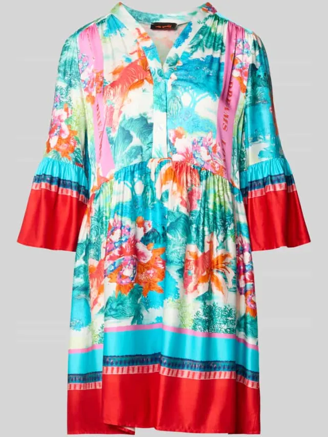 miss goodlife relaxed fit mini-jurk van pure viscose model 'Breeze' lichtblauw gemêleerd, foto 2