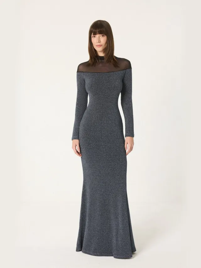 TOUCHÉ PRIVÉ Jurk met lange mouwen en glitterdetails - Grijs - Dames