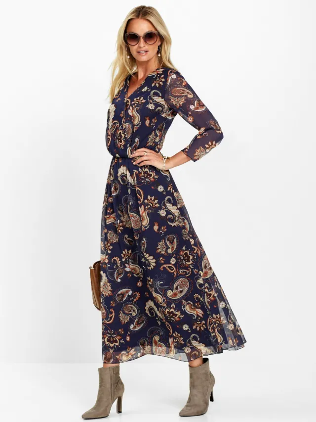 Maxi-jurk donkerblauw gedessineerd, foto 2
