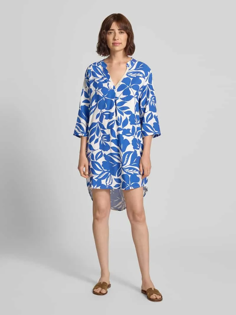 ZABAIONE Mini-jurk van viscosemix met verlengde rug Blauw