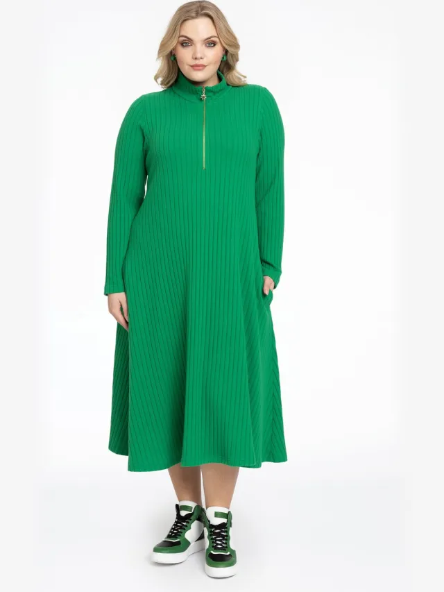Yoek Trui-jurk met rits | Groen