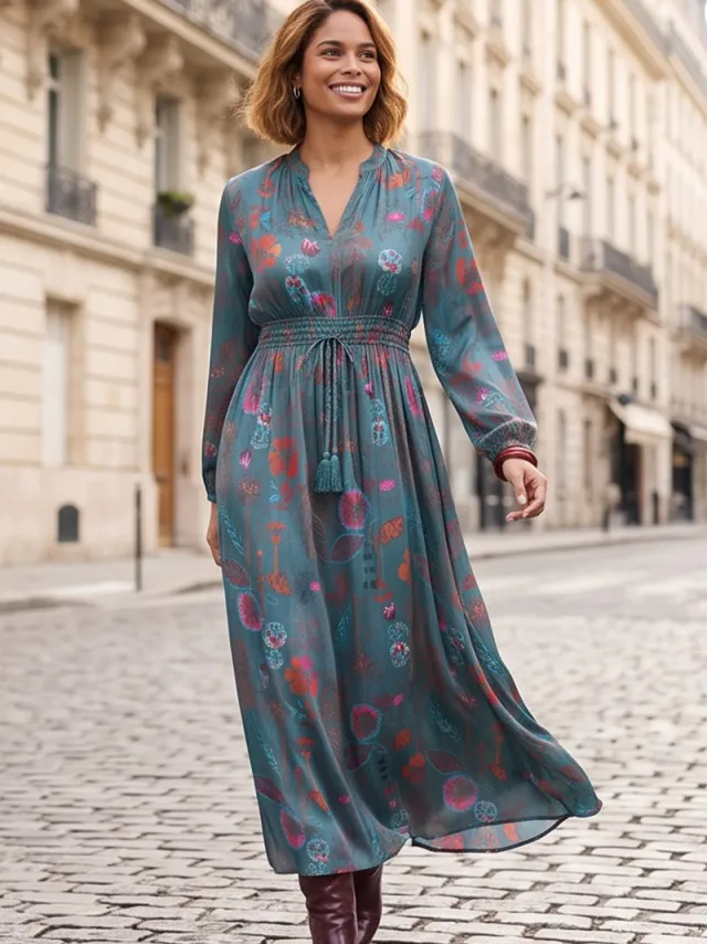 Didi Dames Dress Alma Green Mystara print Groen