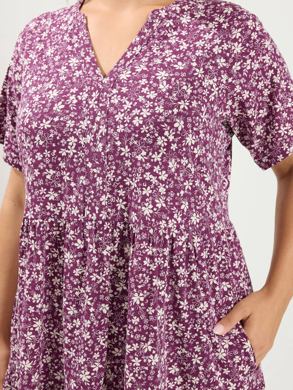 Yours Paarse Jurk Met Bloemenprint En Gelaagde Rok-60, foto 4