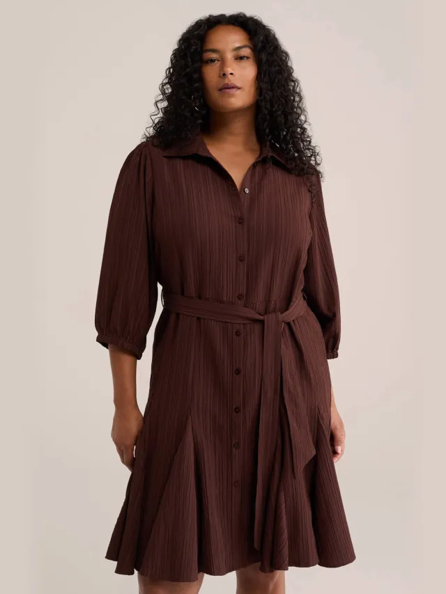 WE Fashion Curve blousejurk met ceintuur Plus Size - bruin