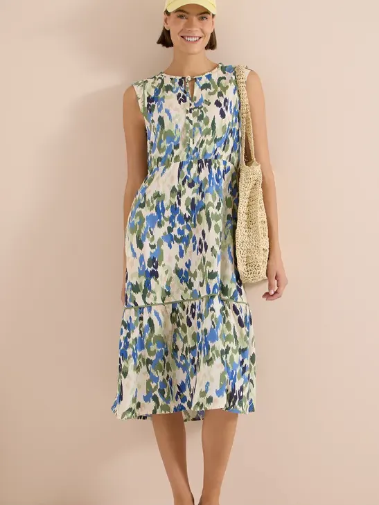 cecil Midi-jurk met split in de hals en print beige, foto 2