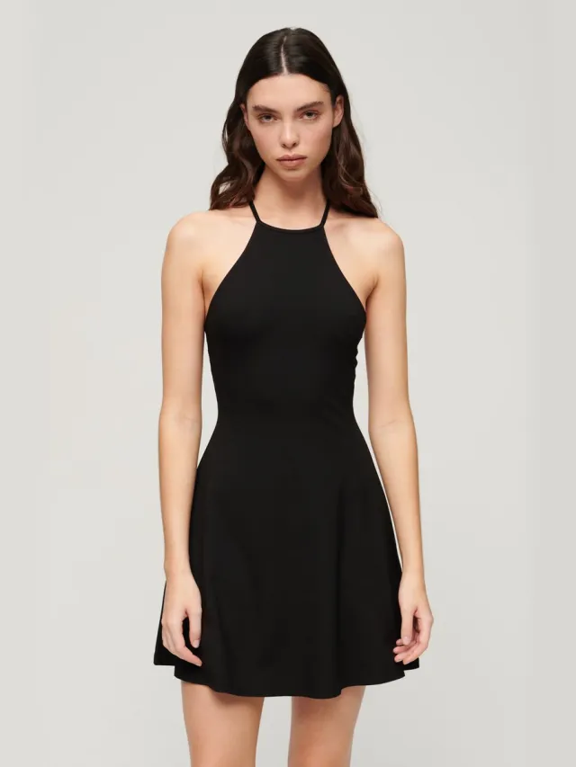 Superdry Fit & Flare mini-jurk van jersey - Dames - Jurken black
