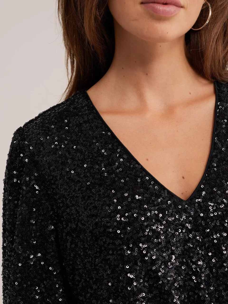 WE Fashion korte glitterjurk met pailletten - zwart, foto 4