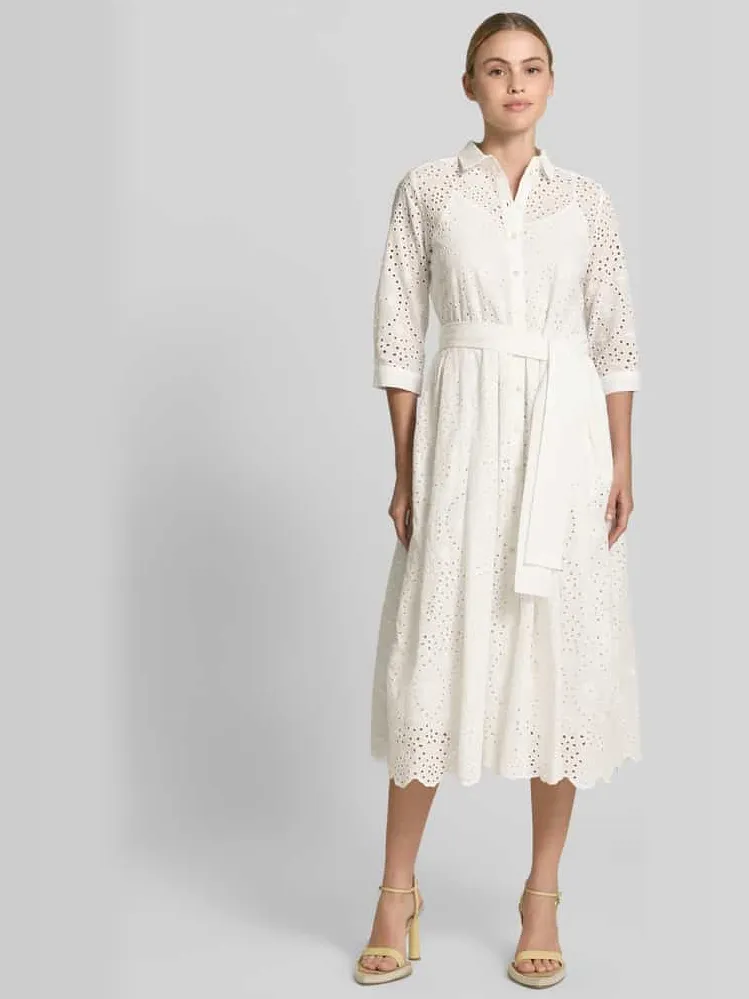 Milano Italy Overhemdjurk van broderie met knoopsluiting Wit