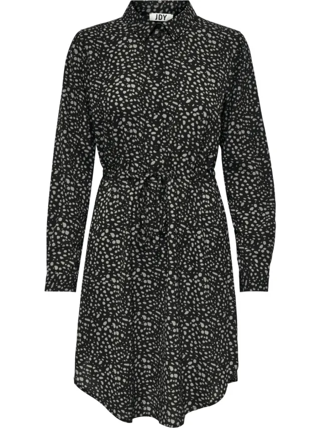 JDY JDYPIPER L/S SHIRT STRING DRESS WVN - Dames - Mini jurken Zwart
