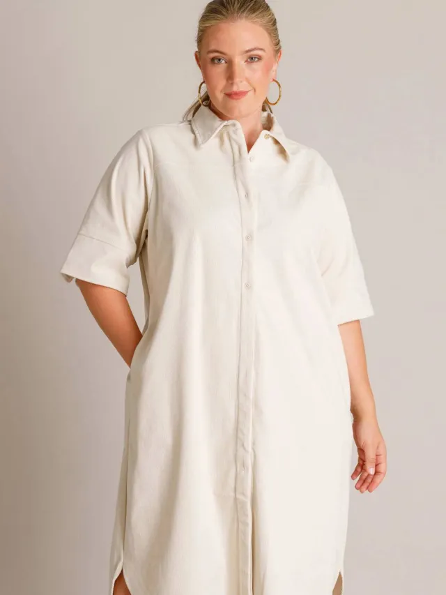 Yest Curve corduroy blousejurk Plus Size - beige, foto 5