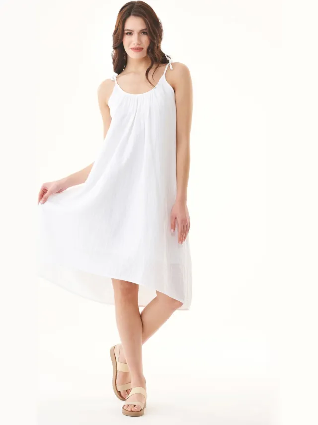 ORGANICATION dames vegan Maxi Jurk Spaghetti Strap Wit