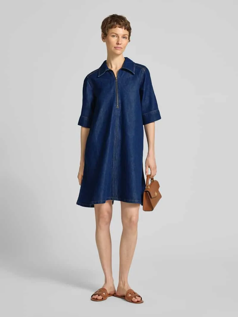 My Essential Wardrobe Jeansjurk van mix van katoen en lyocell met ritssluiting donkerblauw, foto 4