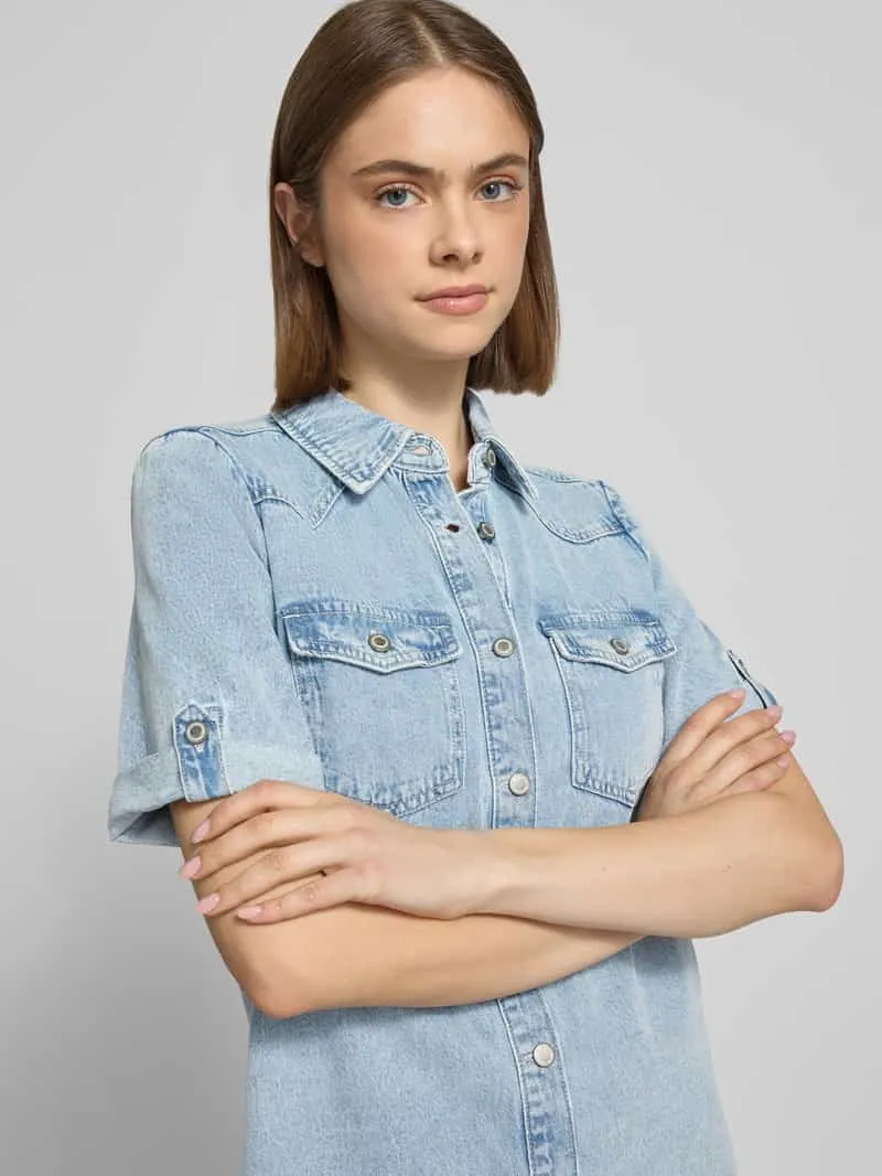 Only Nauwsluitende spijkerjurk van Mix van katoen en viscose Model 'LISA' jeansblauw gemêleerd, foto 4
