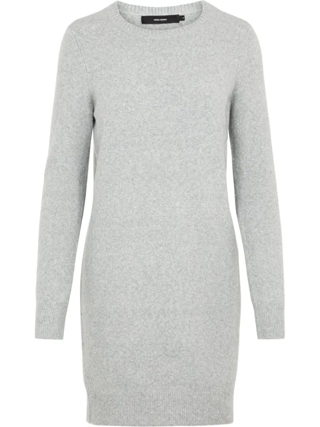 Vero Moda VMDOFFY LS O-NECK DRESS GA NOOS - Dames - Mini jurken Light Grey Melange