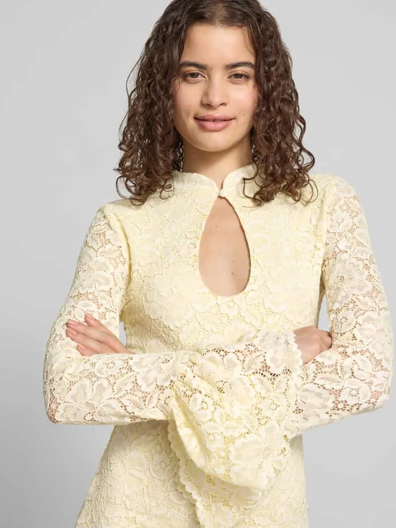 Gina Tricot Slim fit mini-jurk met all-over kant lichtgeel, foto 5