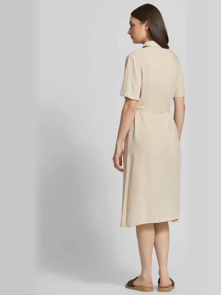 Pieces Losjes vallende vrijetijdsjurk van viscose-linnenmix model 'PIA' beige, foto 4