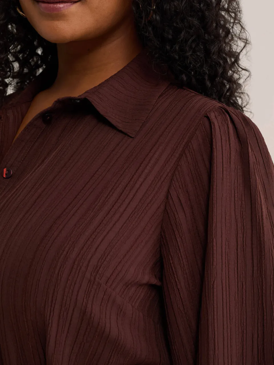 WE Fashion Curve blousejurk met ceintuur Plus Size - bruin, foto 4